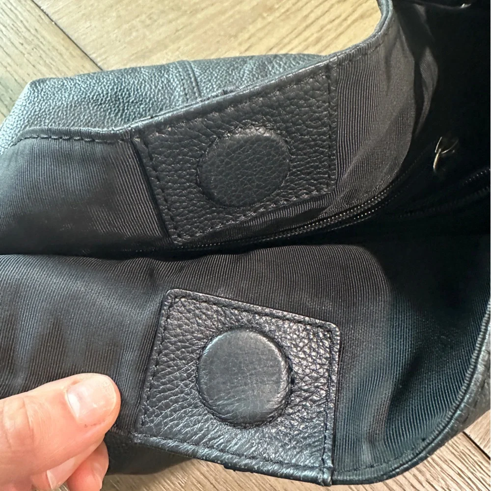 KOOBA Black Pebbled Leather Tote Boho Shoulder Handbag Purse - Picture 7 of 11